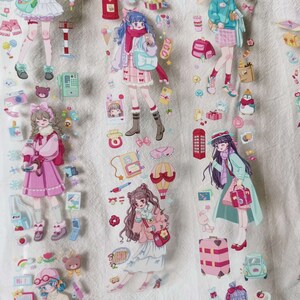Ruban adhésif PET de voyage, ruban adhésif transparent, autocollants kawaii, kit de journal indésirable pour agenda, scrapbooking | Filles de voyage, ZS-01