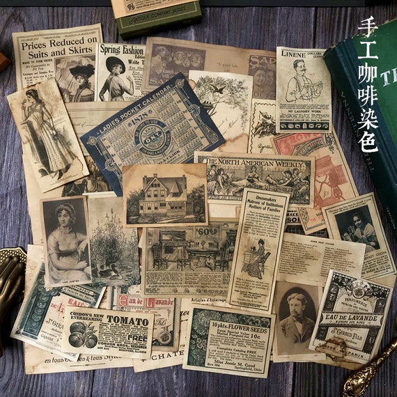 41pcs Junk Journal Kit, Coffee Dyeing Junk Journal Epheemera Pack