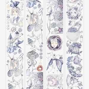 Washi tape samples, washi tape, schattige tape, masking tape, deco tape | Blue Magic Thing, Girl Tape, 60mm Breedte, XJ-03
