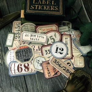 35 stuks nummer plakboek stickerpakket, etiketten vinyl junk journal stickers, junk journal kit, journal Ephemera pack, ZX020