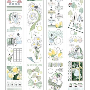 Samples washi-tape, washi-tape, schattige tape, plakband, decotape | Groene washitape voor meisjes met briefpapier (40 mm breed, JG-03)