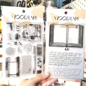 Timbri in gomma per libri di lettura, timbri trasparenti, planner, diario spazzatura, timbro per bullet journal, collage di sfondo, Mood-401