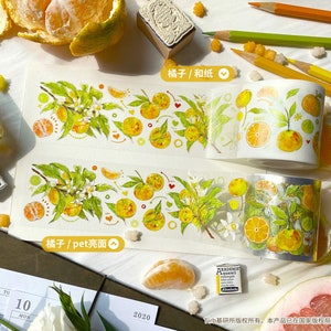 Nastro PET arancione, nastro washi/trasparente, adesivi kawaii, kit di diario spazzatura per planner, album/JYS-04