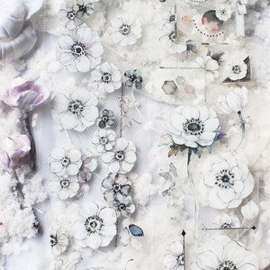 Ruban adhésif PET fleurs noires, adhésif washi/transparent, autocollants kawaii, kit de journal indésirable pour agenda, scrapbooking | TimeGrid-09