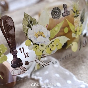 Wild Blumen Kalender PET Tape, Washi und Clear Tape, Kawaii Aufkleber, Junk Journal Kit für Planer, Scrapbook| Waldbeere-11
