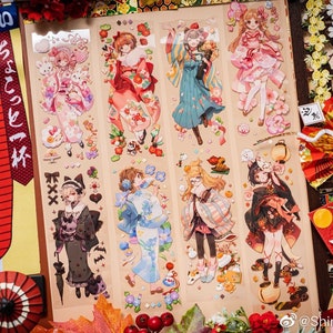PET-tape kimonomeisje, doorzichtige tape, junk-journaalkit, decoratieve stickers voor planner, plakboek, Shine-39