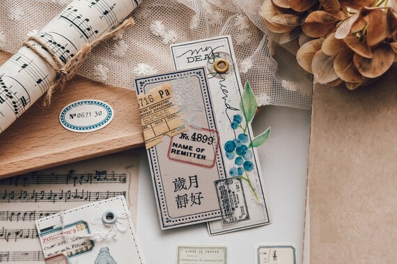 24pc Junk Journal Kit, Memo Card Scrapbook Paper Kit