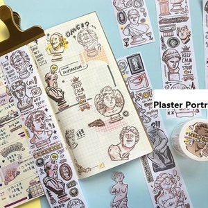 Washi-tape met gehaktbal, schattige stickers, Bullet Journal, planner| Gipsportret, museum, MTB-03