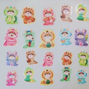 Fleischbällchen Kawaii Sticker Pack, Planer Sticker, Bullet Journal|Drachen Jahr Sticker, Kleiner Drachenmann,MTB-57