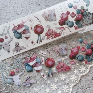 Halloween-horror-pettape, washi/clear tape, kawaiistickers, junkjournaalkit voor planner, plakboek | Bot, bloed, ballon, DG-08