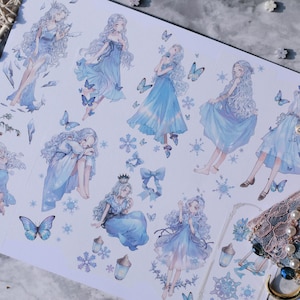Cinta adhesiva transparente Ice Queen PET, pegatinas kawaii, kit para agenda, álbum de recortes/invierno, nieve, NS-01