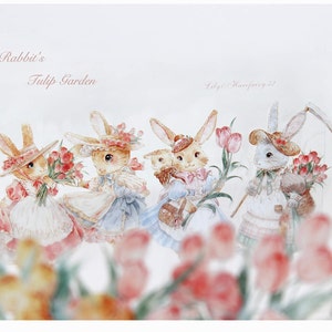 Hase PET Klebeband, Klebeband, Junk Journal Kit, Deko Aufkleber für Bullet Journal, Scrapbook|Süßes Kaninchen,Lilie, Stimmung-284