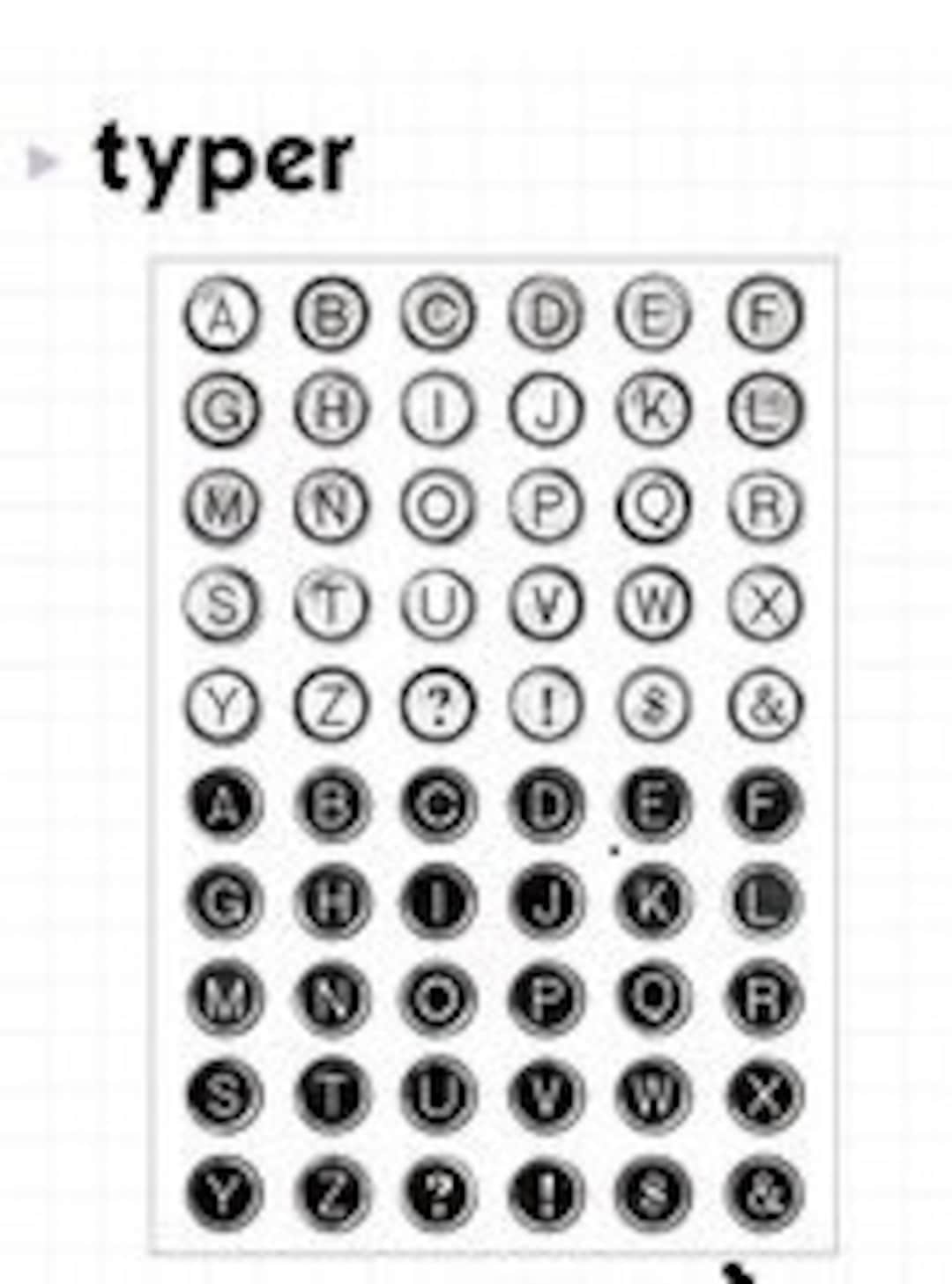 Planner Rubber Stamp Set, Alphabet Rubber Stamp Vintage, Typewriter