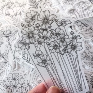 55pcs Flower Stickers Pack, Deco Stickers for Junk Journal, Bullet Journal, Scrapbook, ZD03