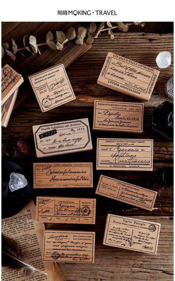 Planner Rubber Stamps Set Labels Rubber Stamp Vintage Letter Etsy