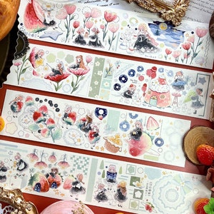 Plannerstickers, monsters washitape, plakboekstickers, bulletjournalstickers|Meisje met Stawberry, JG-09