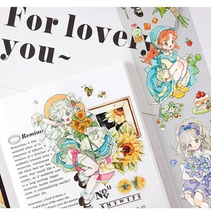 Garten Mädchen PET Tape, Washi Tape, Junk Journal Kit, Journal Aufkleber für Bullet Journal, Scrapbook| Stimmung-299