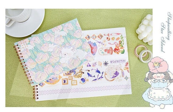 Non-repeating Coil Washi Sticker Book, Retro Flower Journal