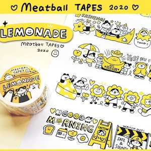 Frikadelle Washi Tape, Kawaii Aufkleber, Bullet Journal Sticker, Planer| Gelbes Thema, Essen, Trinken, Lemon Soda,MTB-29