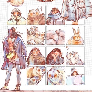 Taśma washi YDK, naklejki kawaii do codziennego planera, Bullet Journal, Junk Journal| Zimowi ludzie z białym niedźwiedziem, Nailyo-30