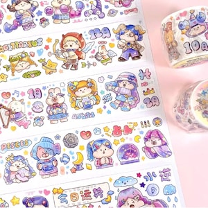 Sternzeichen Washi Tape, Kawaii Aufkleber, Bullet Journal, Planer, Fleischbällchen Washi Tape, Mountainbike-71