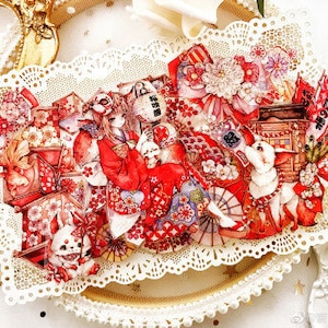 Fox with Girl PET Tape, Washi/Clear Tape, Kawaii Stickers, Junk Journal Kit for Planner, Scrapbook| Nowy Rok, Tournesol-03