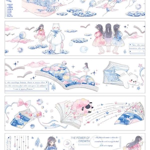 Nastro PET Girl with Sheep, Washi/nastro trasparente, adesivi kawaii, Bullet Journal, Planner, JG-04