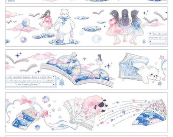PET-tape meisje met schaap, washi/transparante tape, kawaiistickers, Bullet Journal, planner, JG-04