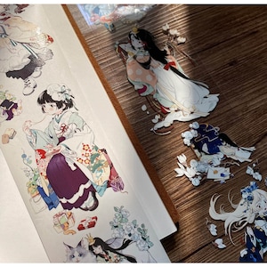 Nastro PET con ragazze kimono giapponesi, nastro washi/trasparente, adesivi kawaii, kit di diario spazzatura per planner, album di ritagli/capodanno, TXB-06
