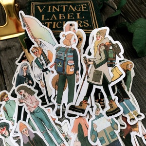 30-delig reismeisje plakboek stickerpakket, leuke ongewenste dagboekstickers, ongewenste dagboekkit, dagboek Ephemera-pakket, ZX005
