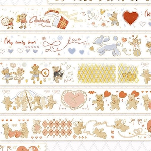 Nastro PET, nastro trasparente, kit di diario spazzatura, adesivi per diario per pianificatore, diario, album di ritagli/nastro washi kawaii bear, NOTTE-01