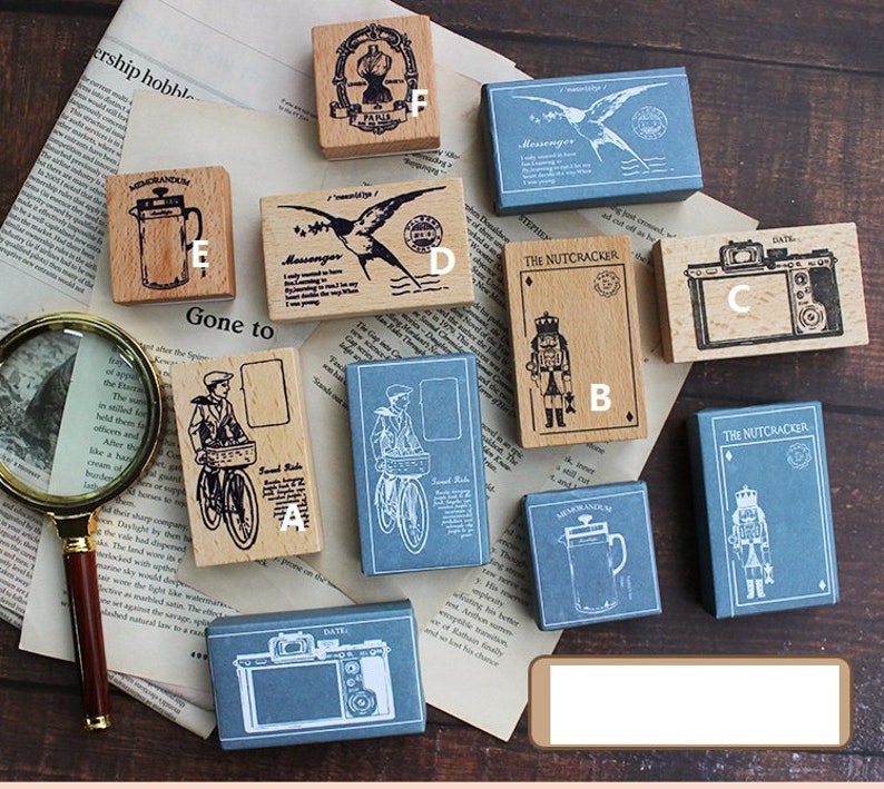 Rubber Stamps Rubber Stamps Vintage Rubber Stamp Set Wood Etsy