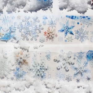 Cinta adhesiva para mascotas de invierno, cinta transparente, pegatinas kawaii, kit de diario basura para planificador, álbum de recortes/copos de nieve, Navidad, TimeGrid-06