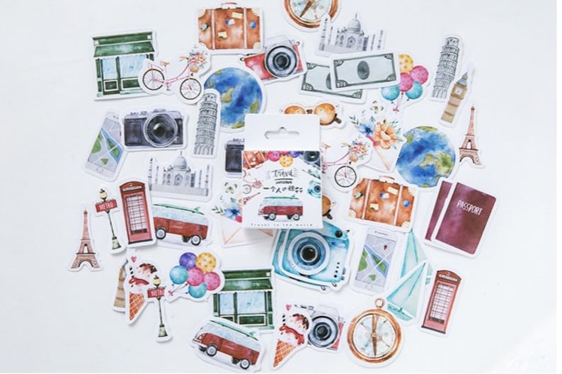 cute stickers,die cut stickers| travel sticker scrapbook stickers stickers 46pcs stickers pack