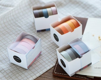 Lot de 5 rouleaux de ruban adhésif Washi uni, ruban de masquage pour agenda, Bullet Journal, Junk Journal, 9 jeux