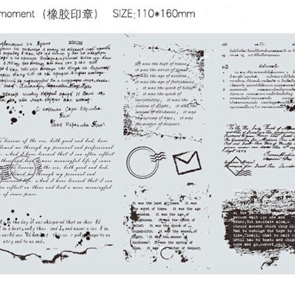 Hintergrund Stempel Set, Briefpostage Stempel Vintage für Scrapbooking, Reisetagebuch, Junk Journal, Mood017