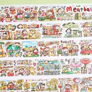 Taśma washi z klopsikami, śliczne naklejki, Bullet Journal, planer| Letnie codzienne życie, MTB-20