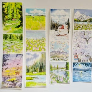 Cinta washi con paisajes de temporada, kit de diario basura, linda hoja de calcomanías, Bullet Journal, Mood-385