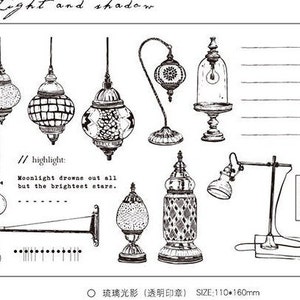 Rubber stamps, Clear stamps, rubber stamp set, rubber stamp vintage| Turkey Lamp, Glass Lamp themed stamps