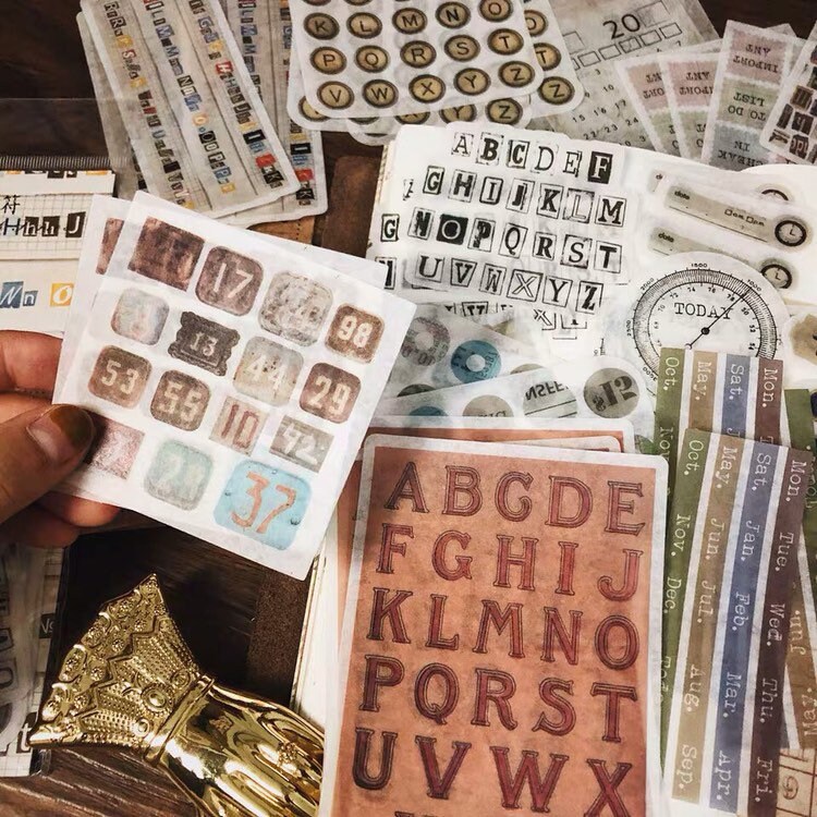 60pcs Numbers Vinyl Scrapbook Stickers Pack, Alphabet Washi Junk ...