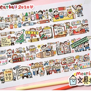 Ruban adhésif Washi avec boulettes de viande, autocollants kawaii, autocollants Bullet Journal, agenda | Stationery Addict, VTT-21