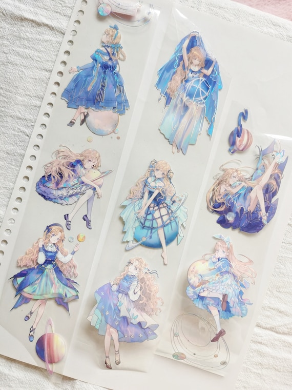 Celestial Girl PET Tape, Clear Tape, Kawaii Stickers, Junk Journal