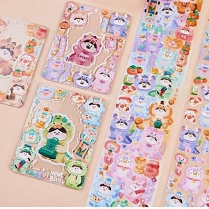 Fleischbällchen Washi Tape, Kawaii Aufkleber, Junk Journal Kit für Planer, Scrapbook| Kleiner Drachenmann, Mountainbike-53