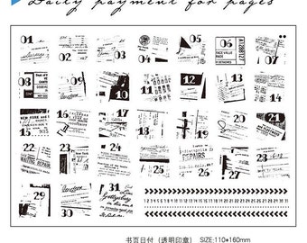 Clear Stamps, klares Stempelset, Gummistempel, Gummistempel, Vintage Gummistempel Planer Stempel, Tageskalender Stempel