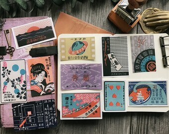 17 stuks Japanse stickers, posterstickerpakket voor dagboek, plakboek, vinylsticker, ZX056
