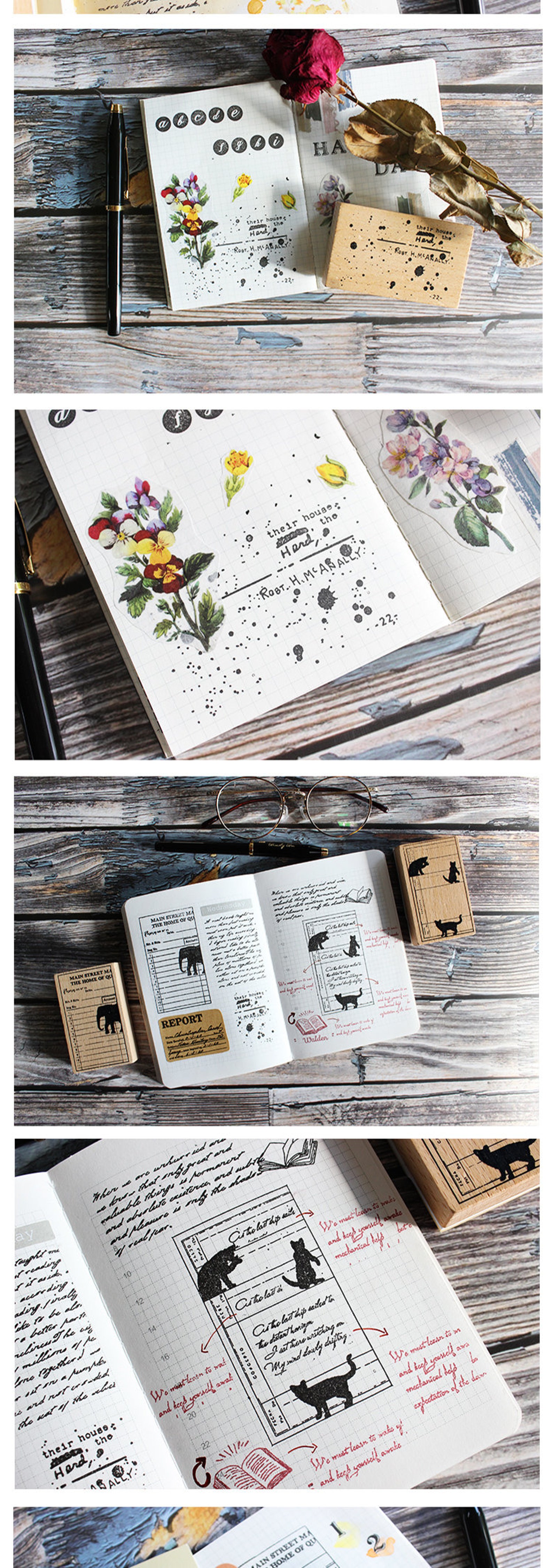 Rubber Stamps Rubber Stamps Vintage Rubber Stamp Set Wood Etsy