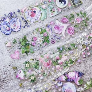 Morango, Flor, Fita PET Pérola, Fita Washi/Transparente, Adesivos Kawaii, Kit de Diário de Lixo para Planejador, Scrapbook| Charlie-01