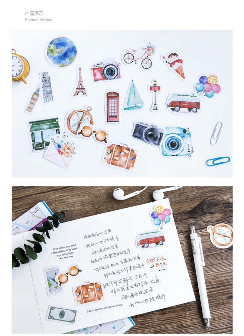 cute stickers,die cut stickers| travel sticker scrapbook stickers stickers 46pcs stickers pack