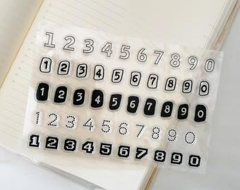 Number Planner Rubber Stamps, Clear Stamps, Bullet Journal Stamp, Mood-435