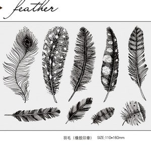 Feather Rubber Stamps, Clear Stamps, Junk Journal, Bullet Journal Stamp, Scrapbook, Mood100